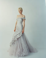 Load image into Gallery viewer, SELENA - ONE-SHOULDER PLEATED TAFFETA FISHTAIL GOWN WITH TULLE SKIRT
