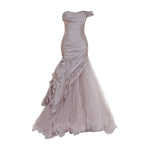 Load image into Gallery viewer, SELENA - ONE-SHOULDER PLEATED TAFFETA FISHTAIL GOWN WITH TULLE SKIRT
