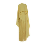 Load image into Gallery viewer, GISELLE - STRAPLESS CREPE GOWN WITH LASER-CUT FRINGES AND CAPE
