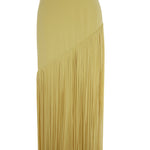 Load image into Gallery viewer, GISELLE - STRAPLESS CREPE GOWN WITH LASER-CUT FRINGES AND CAPE
