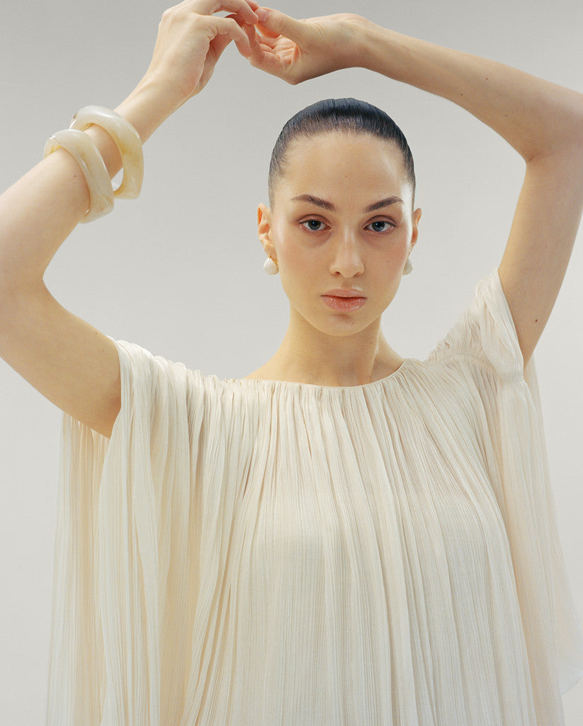 HAND PLEATED SILK ROSEYA TOP