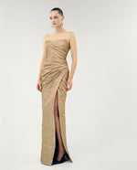 Load image into Gallery viewer, STRAPLESS GOLD DRESS
