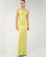 Load image into Gallery viewer, SILK SATIN DRAPED DRESS WITH DETAILED BACK
