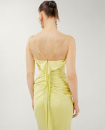 Load image into Gallery viewer, SILK SATIN DRAPED DRESS WITH DETAILED BACK
