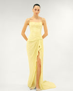 Load image into Gallery viewer, SILK ROSEYA PLEATED DRESS WITH DETAILED SLIT
