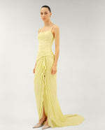 Load image into Gallery viewer, SILK ROSEYA PLEATED DRESS WITH DETAILED SLIT
