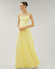 CREPE HAND PLEATED CHIFFON GEORGETTE A-LINE DRESS