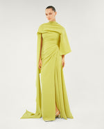 Load image into Gallery viewer, ASYMMETRCAL CREPE DRAPED DRESS WITH SLIT
