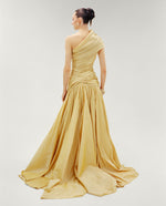 Load image into Gallery viewer, ONE SHOULDER DRAPED TAFFETA A-LINE CUT DRESS
