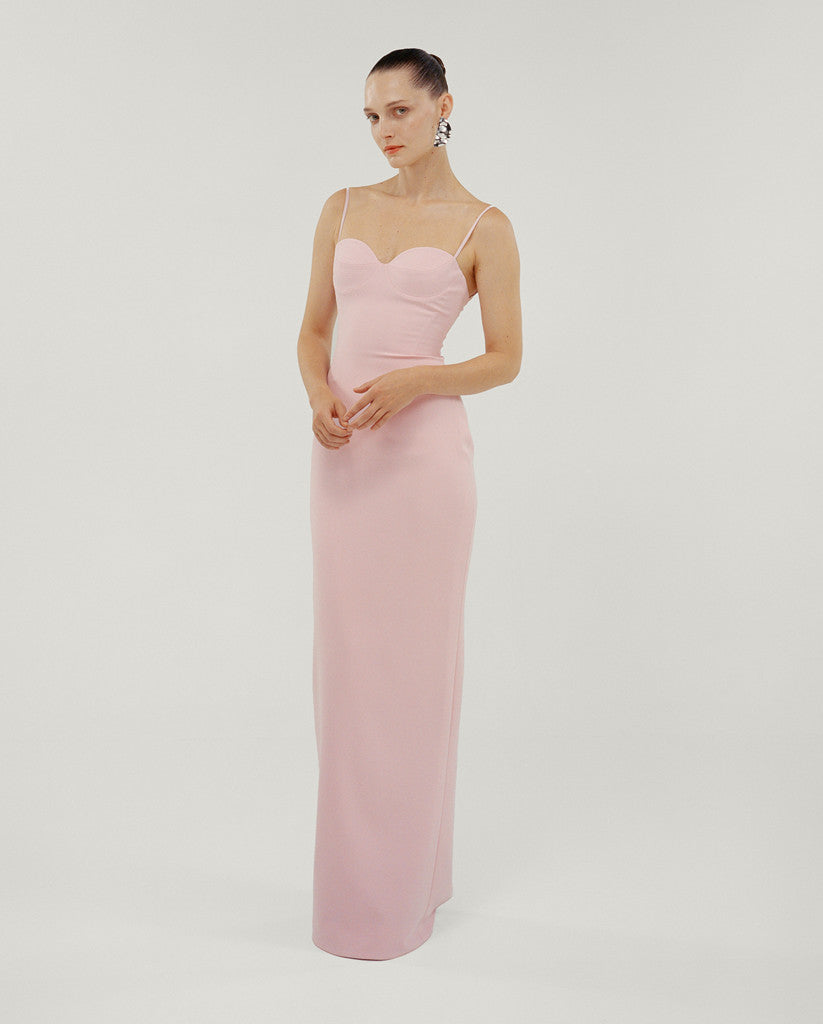 CREPE DRESS WITH DETAILED BUST