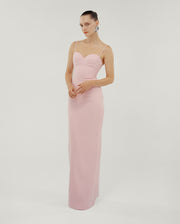 CREPE DRESS WITH DETAILED BUST