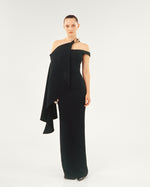 Load image into Gallery viewer, CREPE CAPE WITH EMBROIDERED BROCHE
