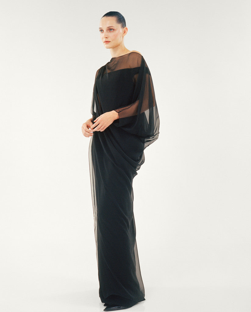 off shoulder crepe dress Off-shoulder Crepe Dress With Feather
