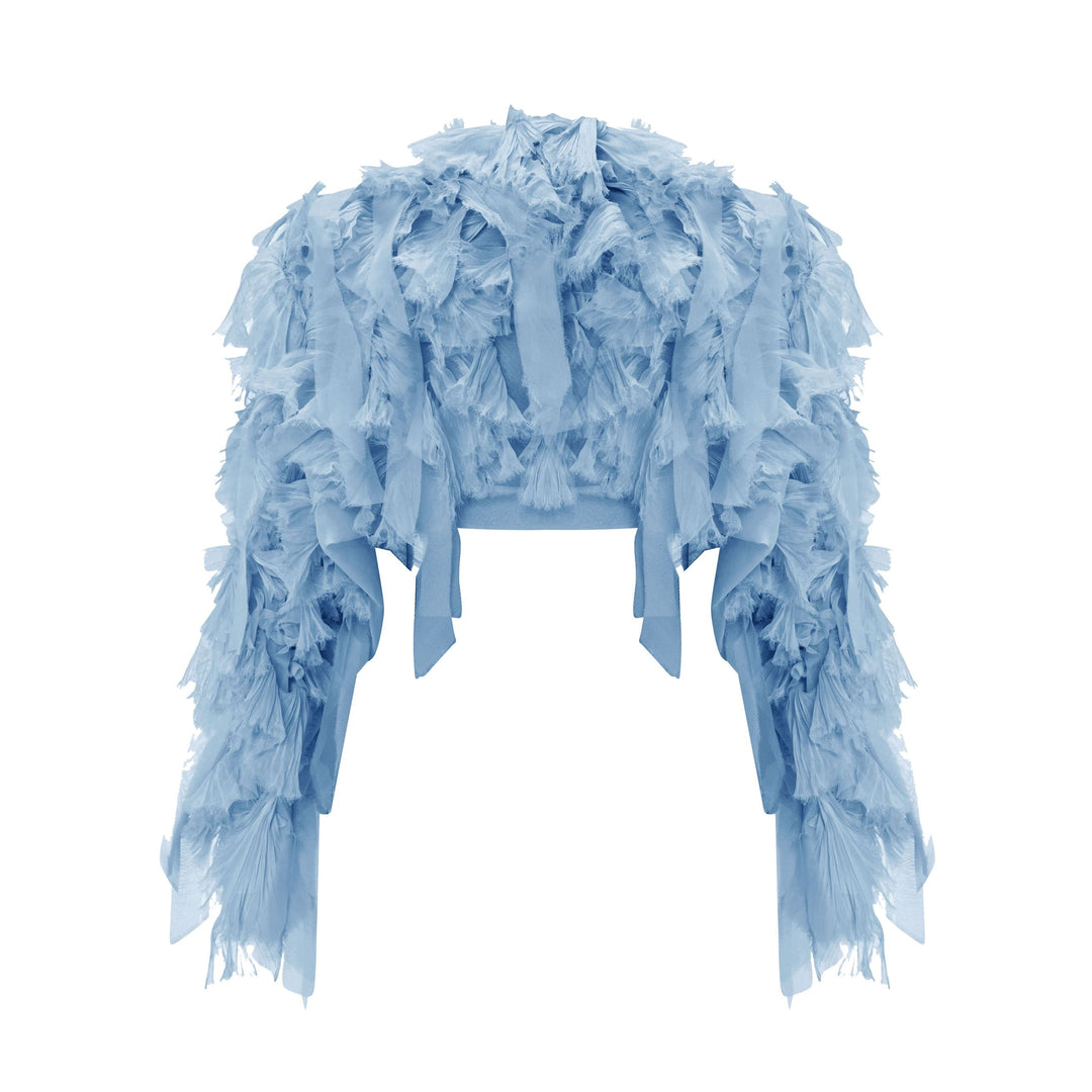 Cape Styled With Strapless Chiffon Georgette Pleated Dress