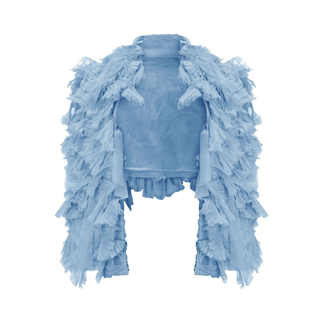 Cape Styled With Strapless Chiffon Georgette Pleated Dress