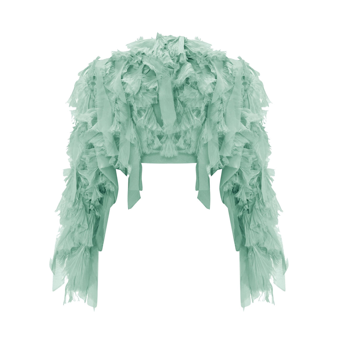 Cape Styled With Strapless Chiffon Georgette Pleated Dress