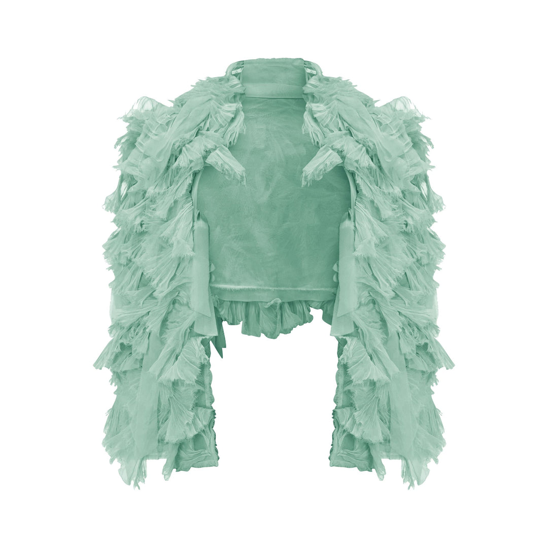 Cape Styled With Strapless Chiffon Georgette Pleated Dress