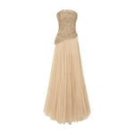 Load image into Gallery viewer, Strapless Embroidered Dress With A-line Cut Pleated Tulle