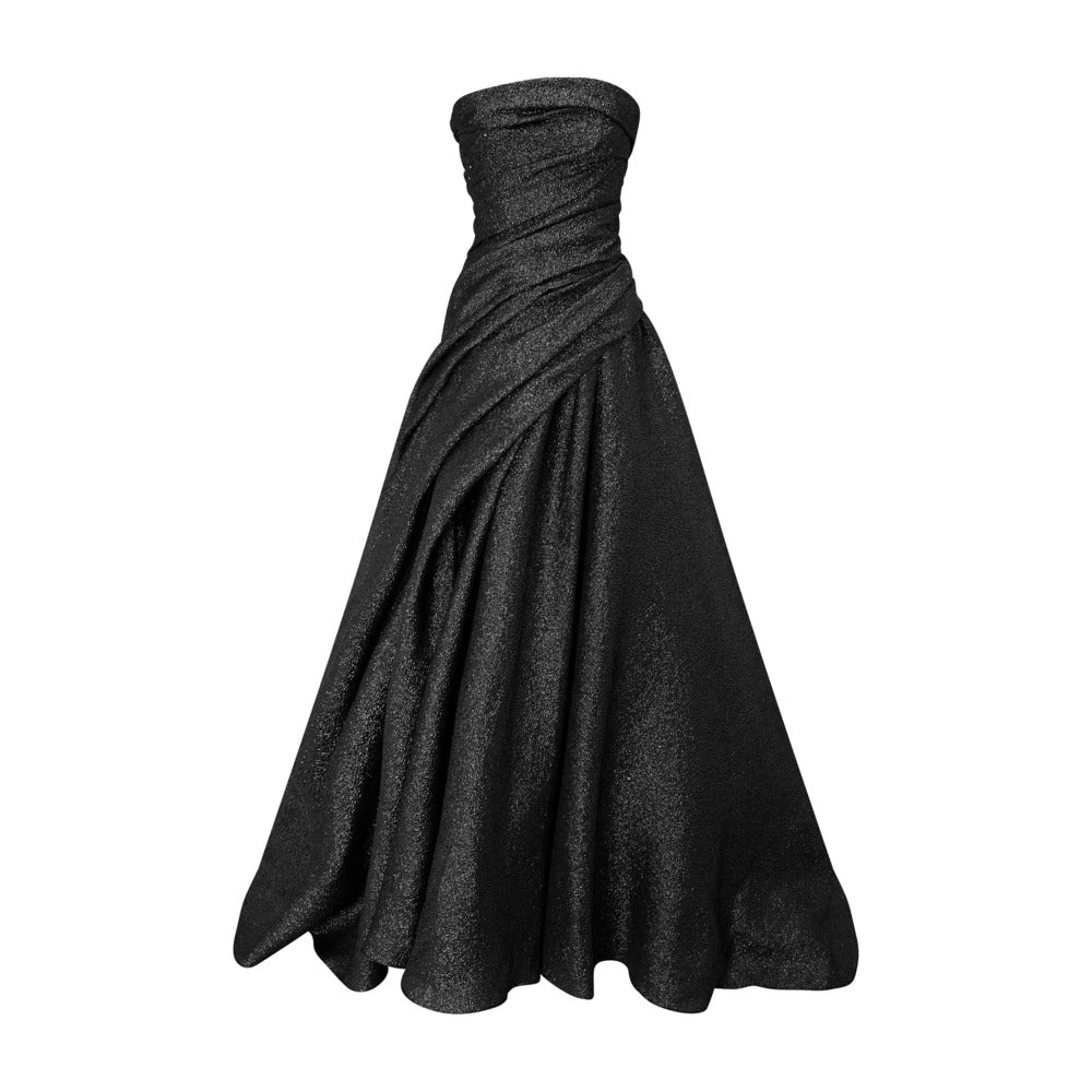 Strapless Jacquard Lurex Draped Dress
