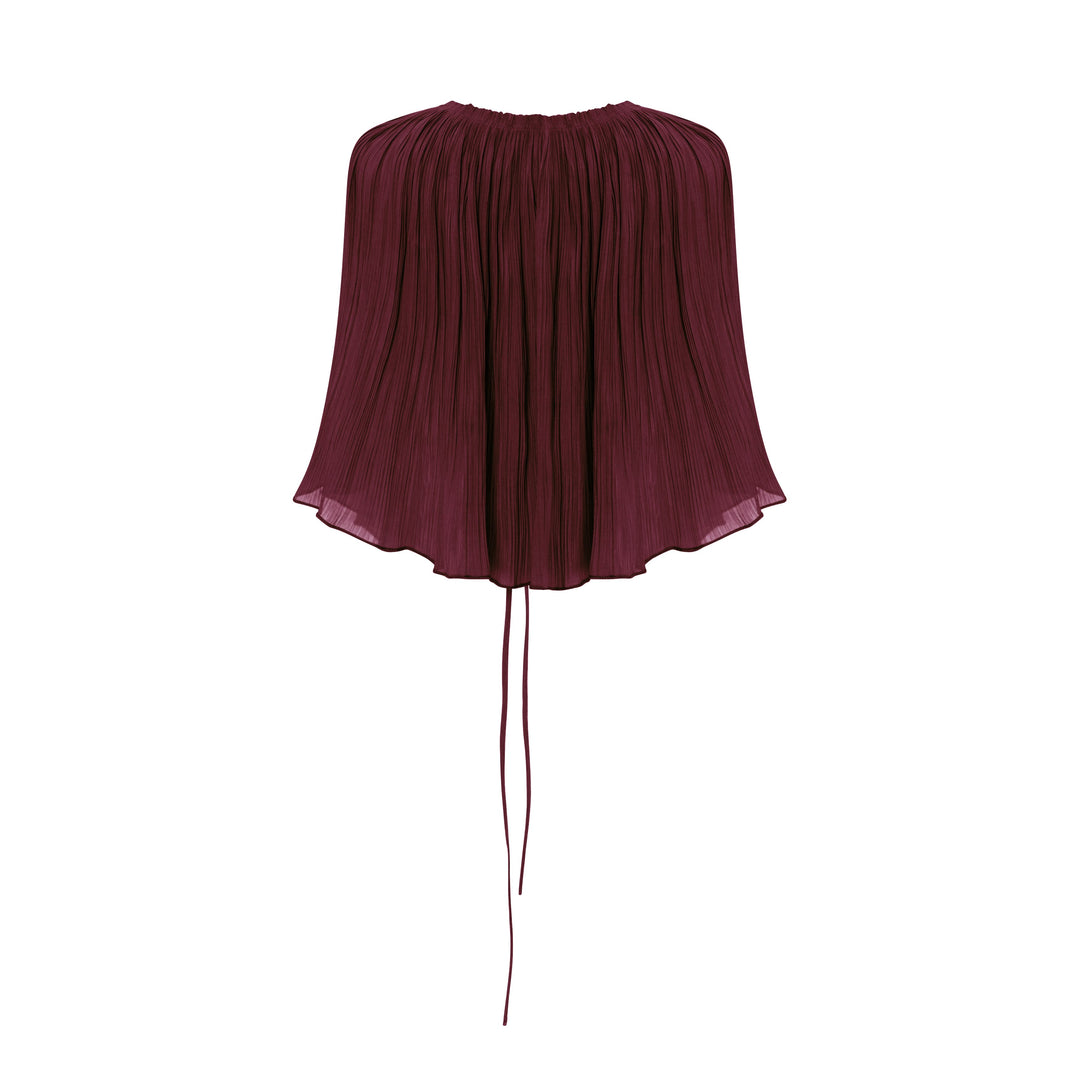 Strapless Pleated Silk Dress And Detachable Cape
