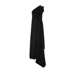 Load image into Gallery viewer, One Shoulder Crepe Dress With Cape