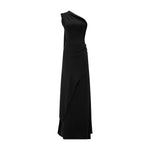 Load image into Gallery viewer, One Shoulder Crepe Dress With Cape