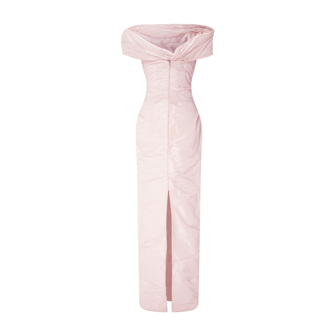Off-Shoulder Taffeta Dress With Wire Outline