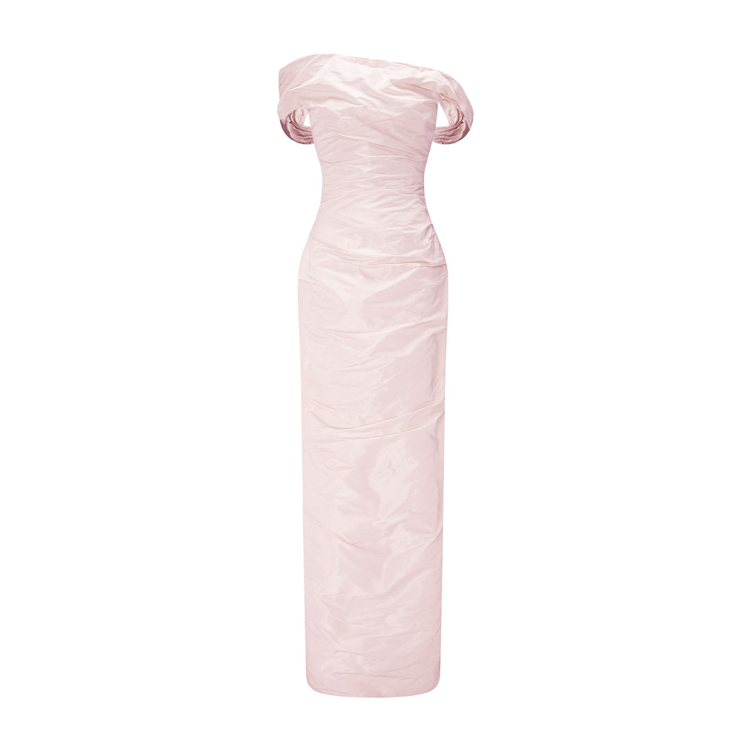 Off-Shoulder Taffeta Dress With Wire Outline