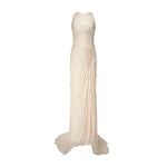 Load image into Gallery viewer, High Neck Pleated Satin Dress