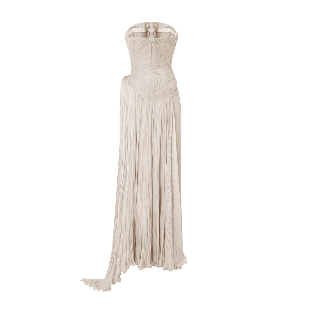 Strapless Pleated Silk Georgette Dress