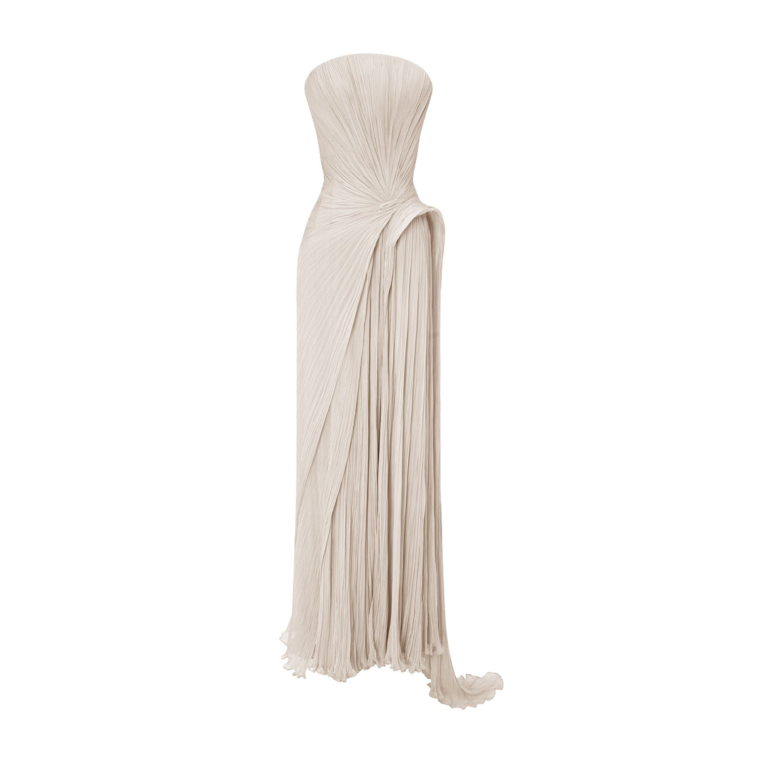 Strapless Pleated Silk Georgette Dress