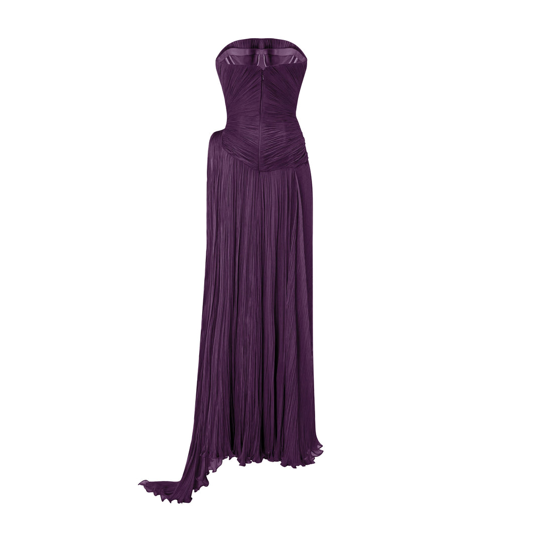 Strapless Pleated Silk Georgette Dress
