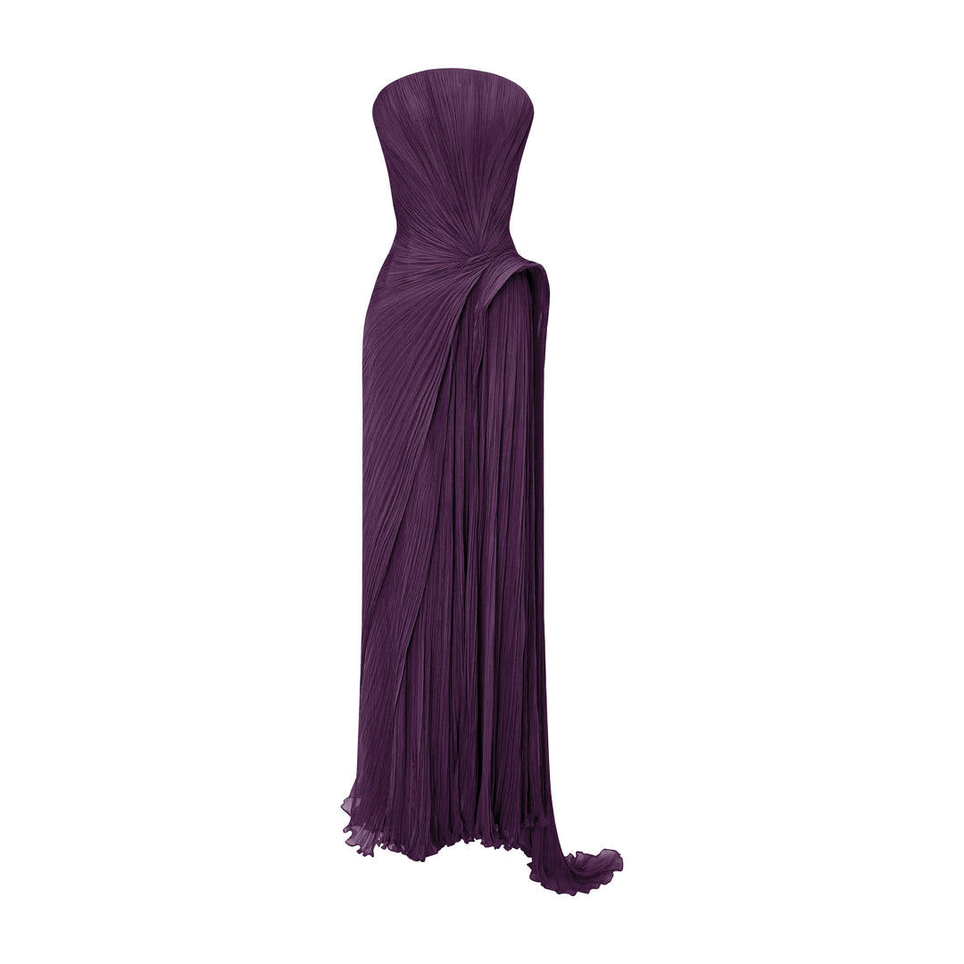 Strapless Pleated Silk Georgette Dress