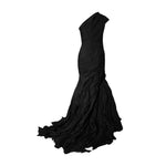 Load image into Gallery viewer, One-Shoulder Fish Cut Pleated Taffeta Dress