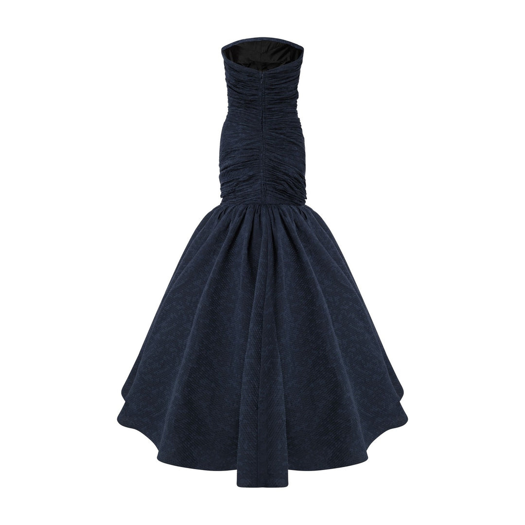 Strapless Fish Cut Jacquard Dress