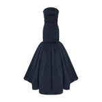 Load image into Gallery viewer, Strapless Fish Cut Jacquard Dress