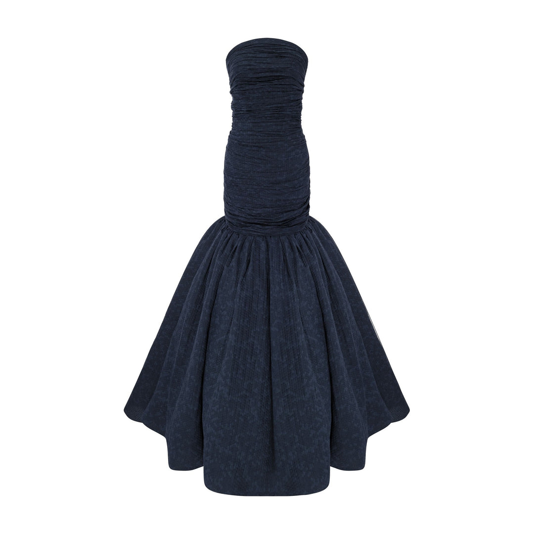 Strapless Fish Cut Jacquard Dress