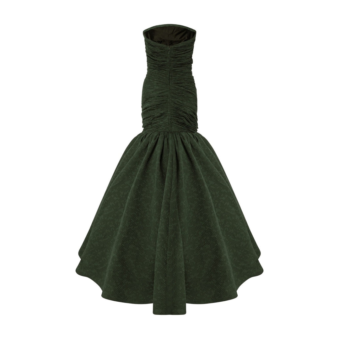 Strapless Fish Cut Jacquard Dress