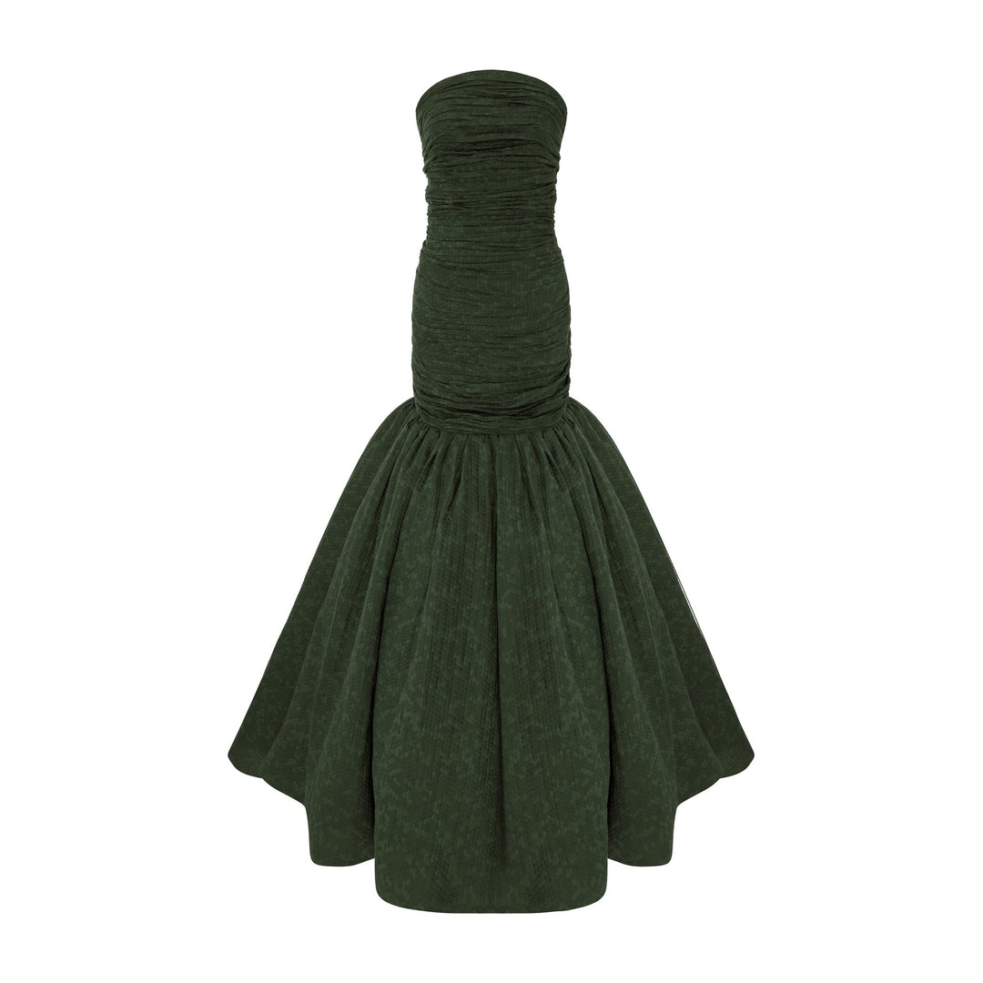 Strapless Fish Cut Jacquard Dress