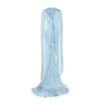 Load image into Gallery viewer, TATIANA - STRAPLESS PLEATED SILK GOWN WITH SLIT, FRINGES, CORSET AND CAPE

