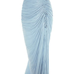Load image into Gallery viewer, TATIANA - STRAPLESS PLEATED SILK GOWN WITH SLIT, FRINGES, CORSET AND CAPE
