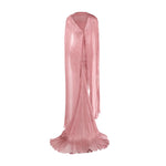 Load image into Gallery viewer, TATIANA - STRAPLESS PLEATED SILK GOWN WITH SLIT, FRINGES, CORSET AND CAPE
