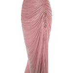Load image into Gallery viewer, TATIANA - STRAPLESS PLEATED SILK GOWN WITH SLIT, FRINGES, CORSET AND CAPE
