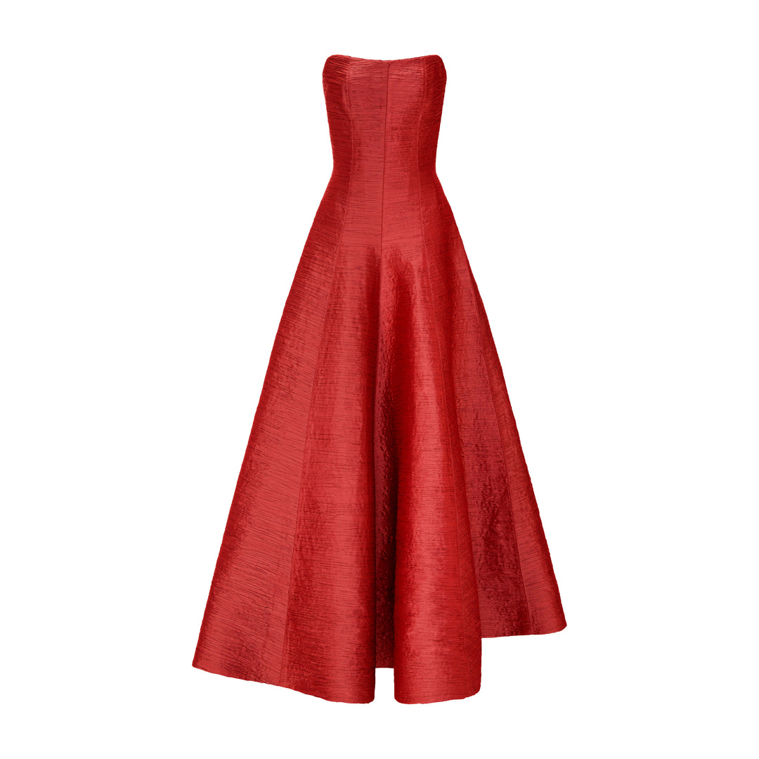 PLEATED STRAPLESS PANEL CUT GOWN β MARMAR HALIM