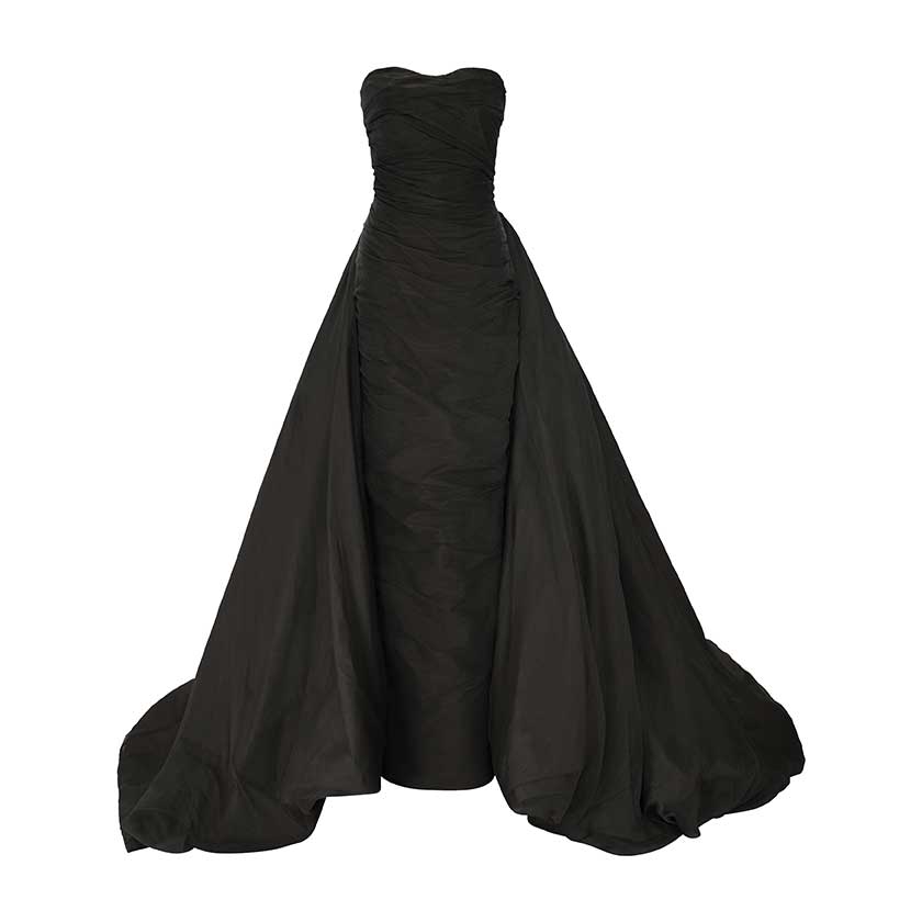 DRAPED SILKY CHIFFON WITH DETACHABLE TAIL