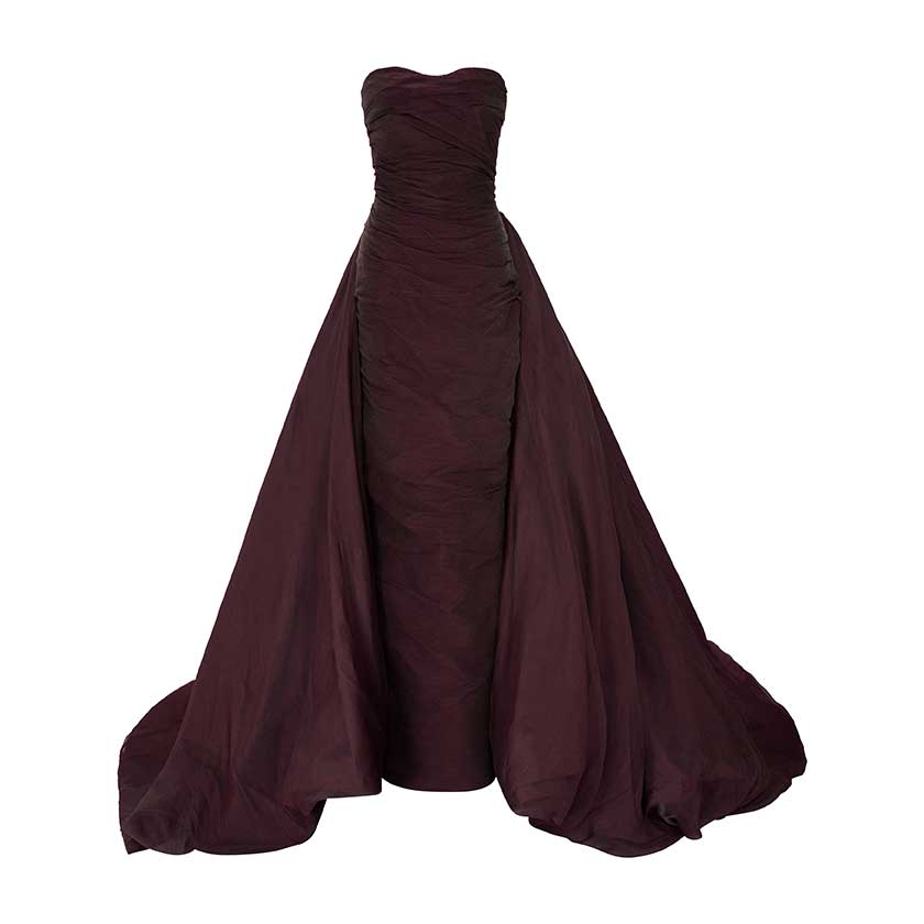 DRAPED SILKY CHIFFON WITH DETACHABLE TAIL