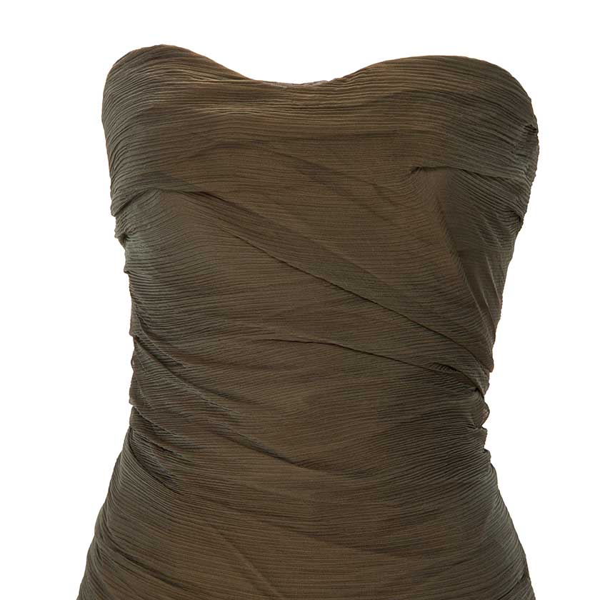 DRAPED SILKY CHIFFON WITH DETACHABLE TAIL