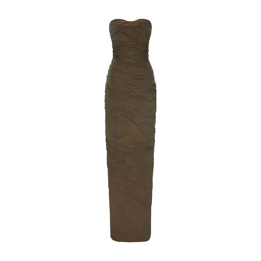 DRAPED SILKY CHIFFON WITH DETACHABLE TAIL