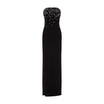 Load image into Gallery viewer, STRAPLESS CREPE GOWN WITH FRONT EMBROIDERY
