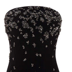 Load image into Gallery viewer, STRAPLESS CREPE GOWN WITH FRONT EMBROIDERY
